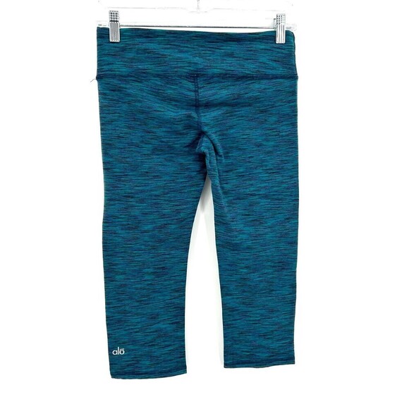 ALO Yoga Teal Green Space Dye Cropped Workout Atheletic Leggings Size Small - Picture 2 of 4